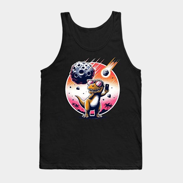 Retro Dinosaur Selfie Novelty Funny Dinosaur Tank Top by KsuAnn